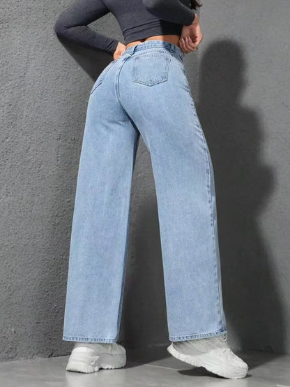 Women’s Baggy Wide-Leg Jeans – Loose Straight-Fit Denim, Casual Streetwear
