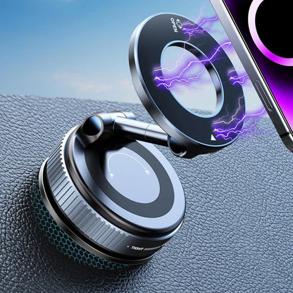 Magnetic Vacuum Phone Car Mount – 360° Rotatable Foldable Holder