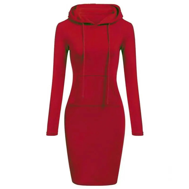 Women’s Hoodie Dress – Long Sleeve Bodycon Sweatshirt Dress with Kangaroo Pocket