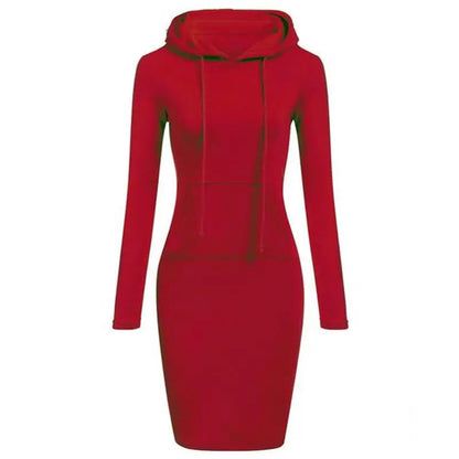 Women’s Hoodie Dress – Long Sleeve Bodycon Sweatshirt Dress with Kangaroo Pocket