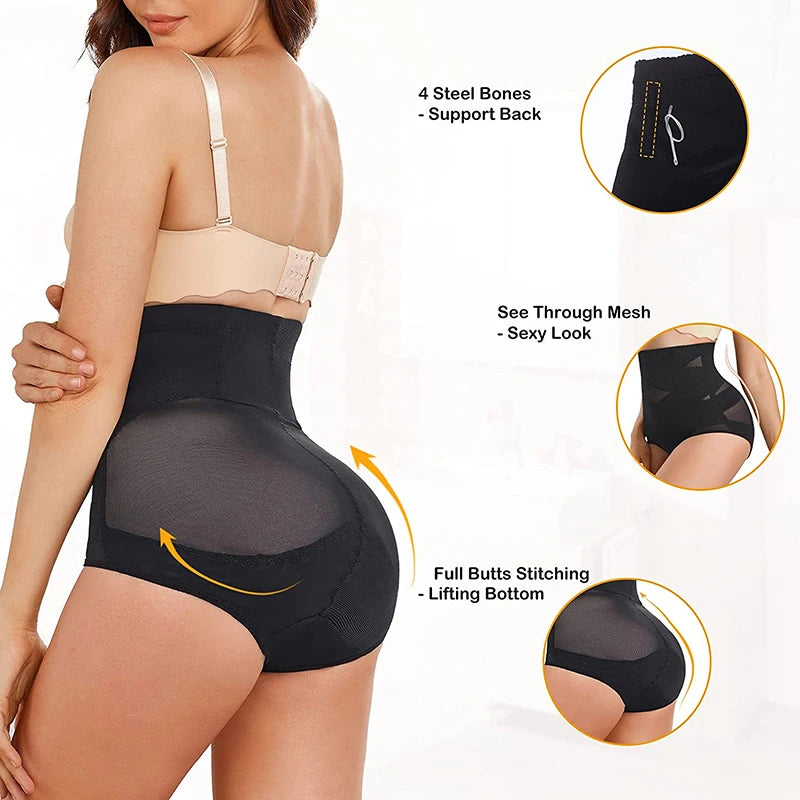 High-Waist Tummy Control Shapewear Briefs – Cross Compression Butt-Lifting Panties for Women