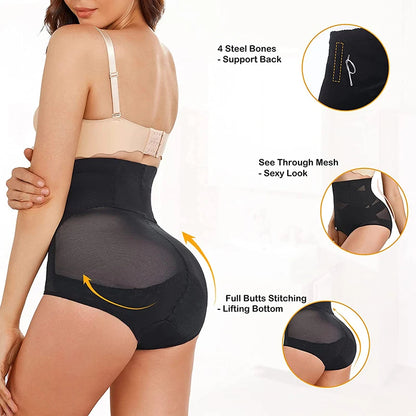 High-Waist Tummy Control Shapewear Briefs – Cross Compression Butt-Lifting Panties for Women