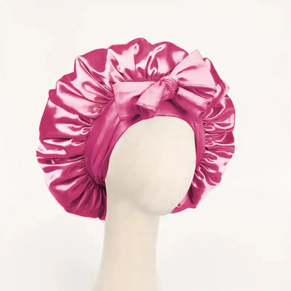 Satin Hair Bonnet with Tie Band – Large Adjustable Sleep Bonnet for Curly & Natural Hair